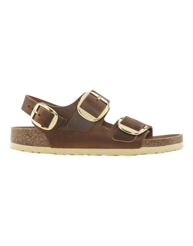 Birkenstock Milano Big Buckle cognac, Oiled Leather