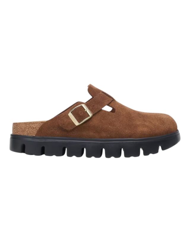 Birkenstock Boston Chunky dark tea, Suede Leather