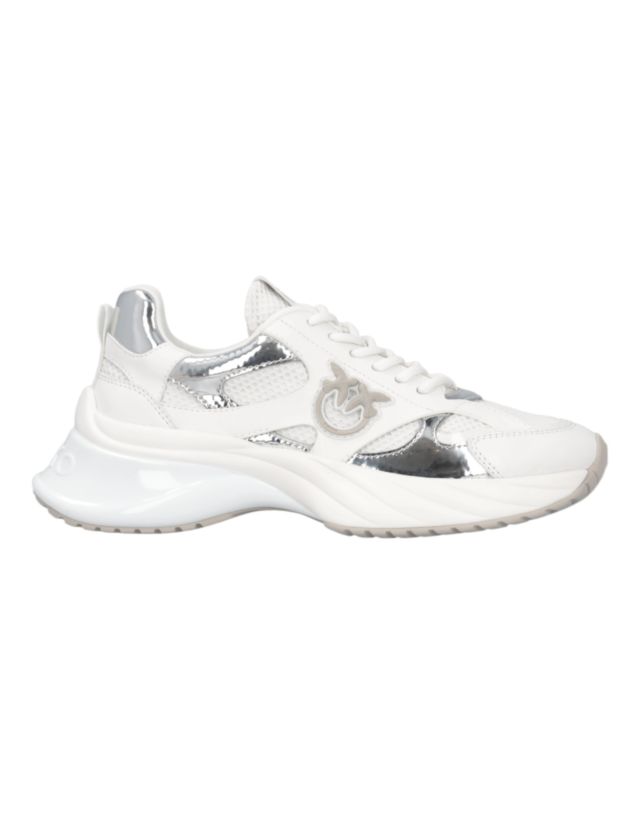Pinko ARIEL 15 - SNEAKER SPREADING/MESH/MIRROR WHITE/SILVER