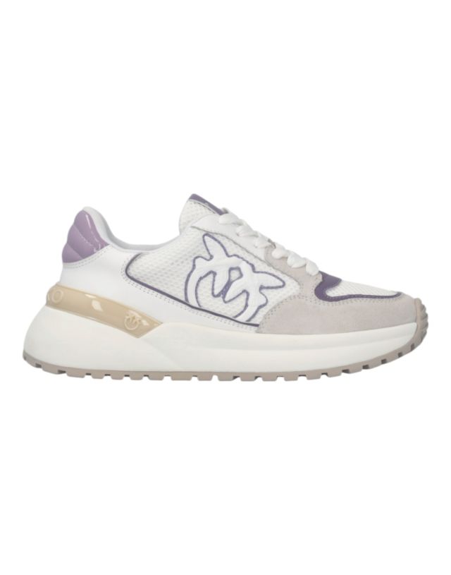Pinko GEM 07 - SNEAKER COW SUEDE/CALF LEATHER/MESH WHITE/LILAC