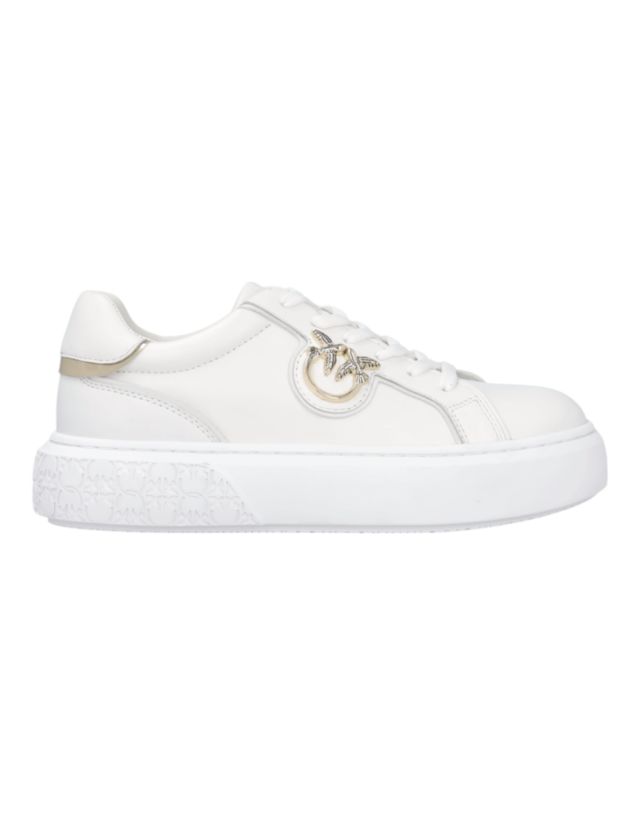 Pinko YOKO 01 - SNEAKER CALF LEATHER/MIRROR WHITE/PLATINUM