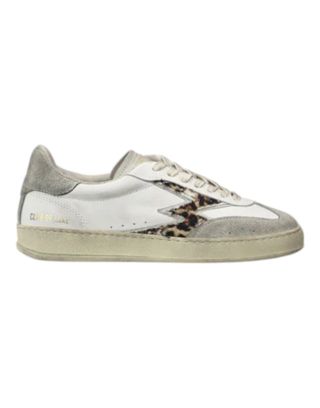 MoaConcept Sneaker TORN CANVAS LEOPARD PRINT M LOGO WHITE BRUSHED CLUB DELUXE