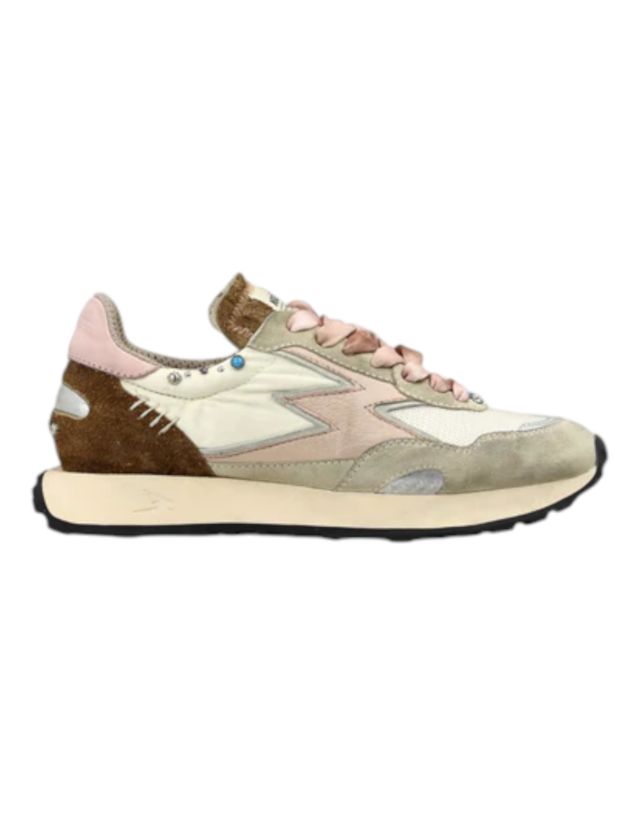 MoaConcept Light Pink Backtab Tobacco Scratched Suede Studs Vanilla