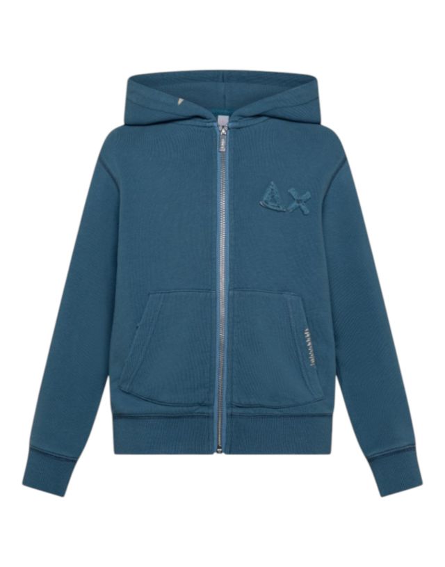 Sun 68 BOY'S HOODIE ZIP  VINTAGE BROKEN  FLEECE