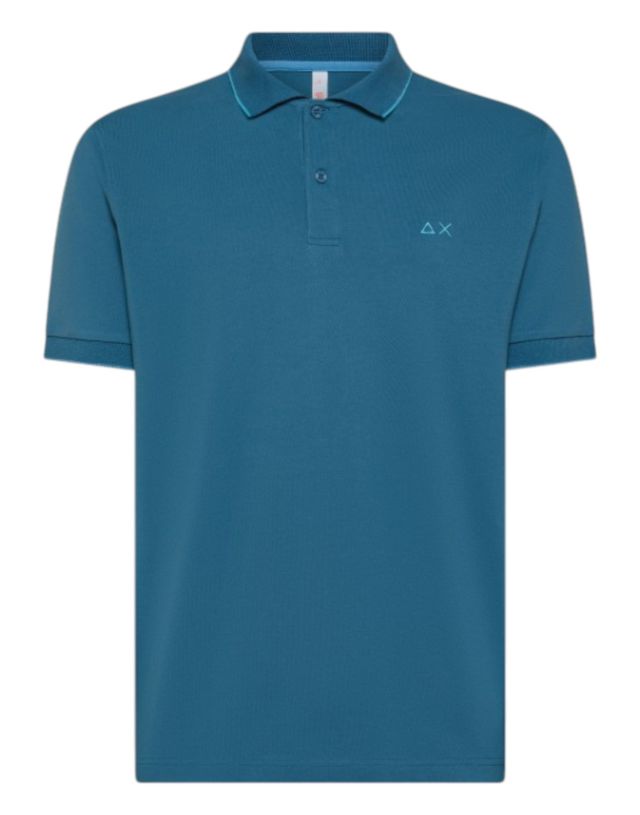 Sun 68 Polo Small Stripes On Collar S/S