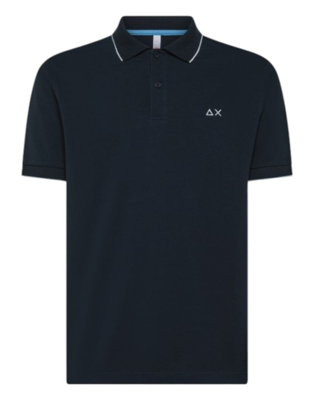 Sun 68 Polo Small Stripes On Collar S/S