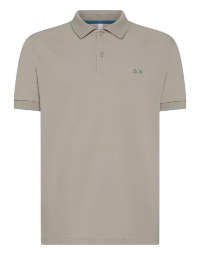 Sun 68 Polo Small Stripes On Collar S/S