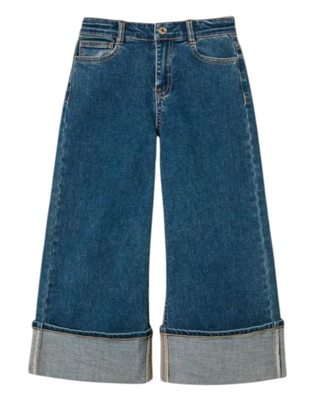 Twinset Wide Leg Cropped In Denim