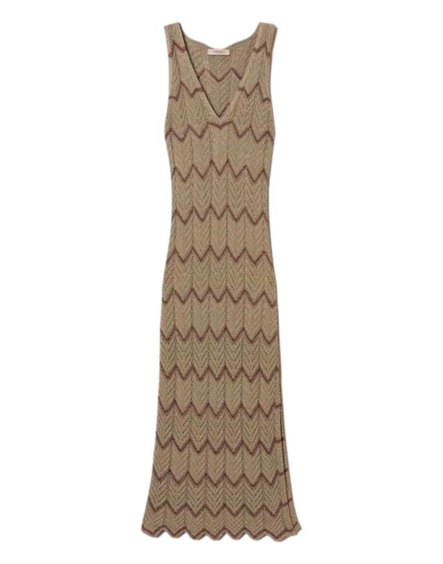Twinset Abito Lungo In Maglia Lurex