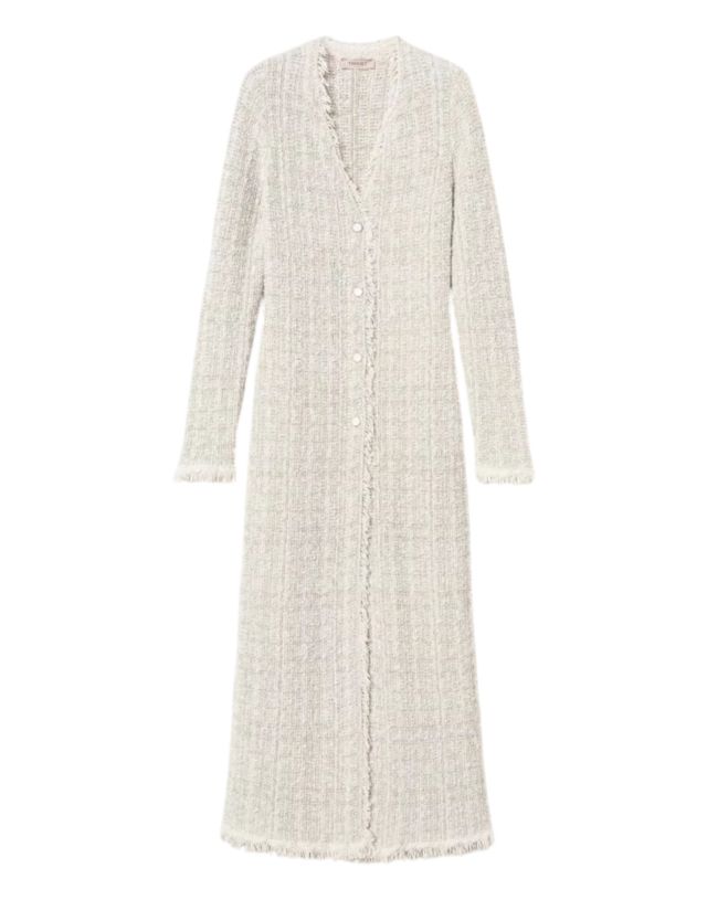 Twinset Maxi Cardigan In Maglia Jacquard Lurex Light