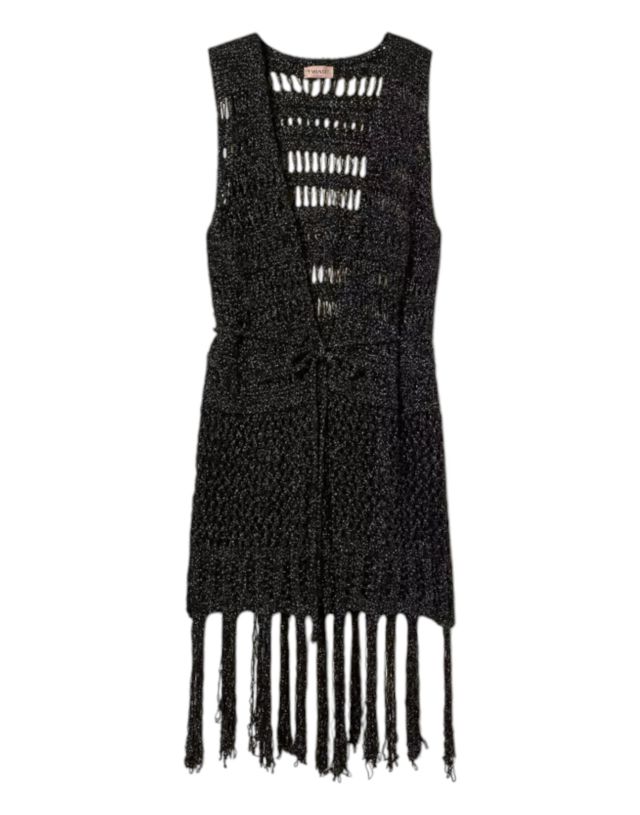 Twinset Gilet In Maglia Lurex Effetto Rete