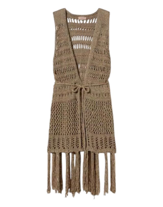 Twinset Gilet In Maglia Lurex Effetto Rete