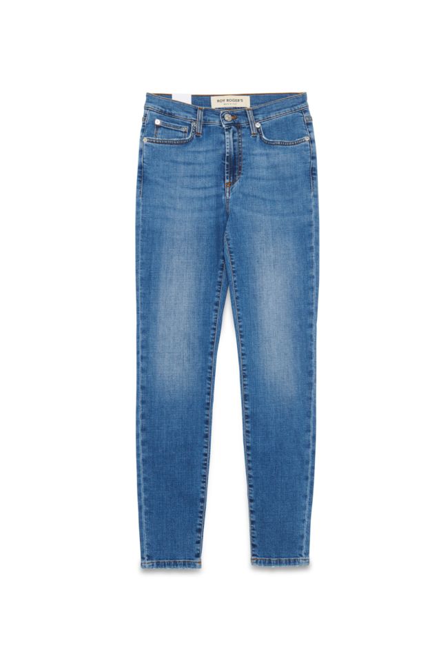 Roy Roger's Pantalone Jeans Flo High Woman Denim Elasticizzato White Heaven