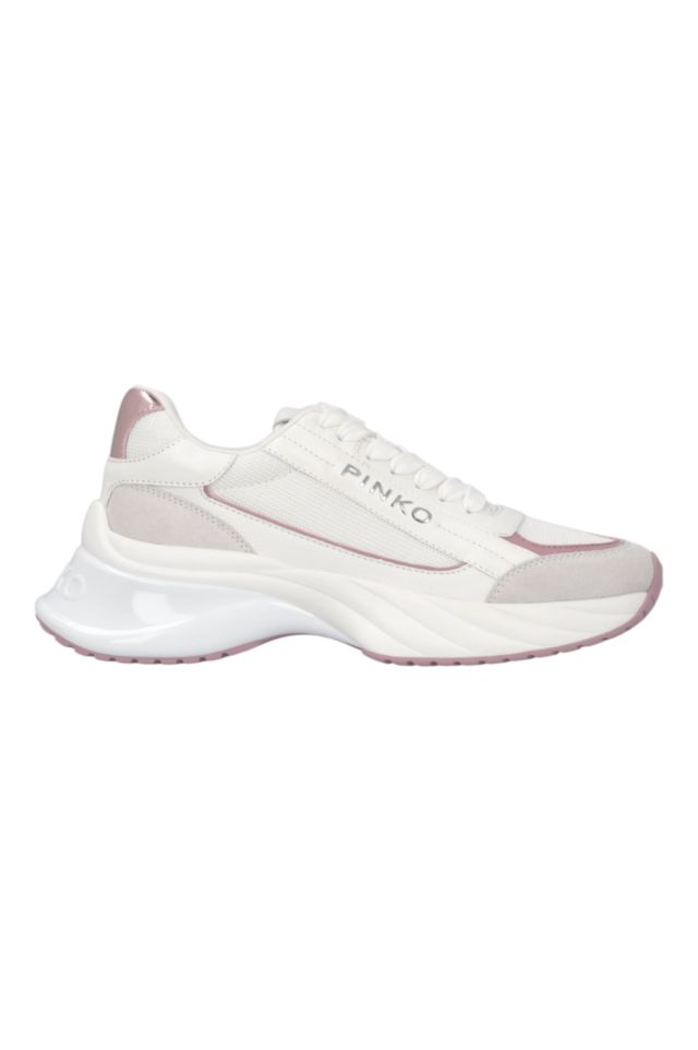 Pinko ARIEL 07 - SNEAKER TUMBLED LEATHER/MESH/COW SUEDE WHITE/PINK