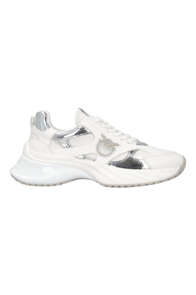 Pinko ARIEL 15 - SNEAKER SPREADING/MESH/MIRROR WHITE/SILVER