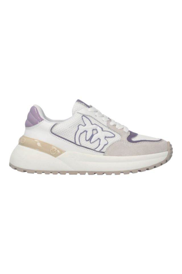 Pinko GEM 07 - SNEAKER COW SUEDE/CALF LEATHER/MESH WHITE/LILAC