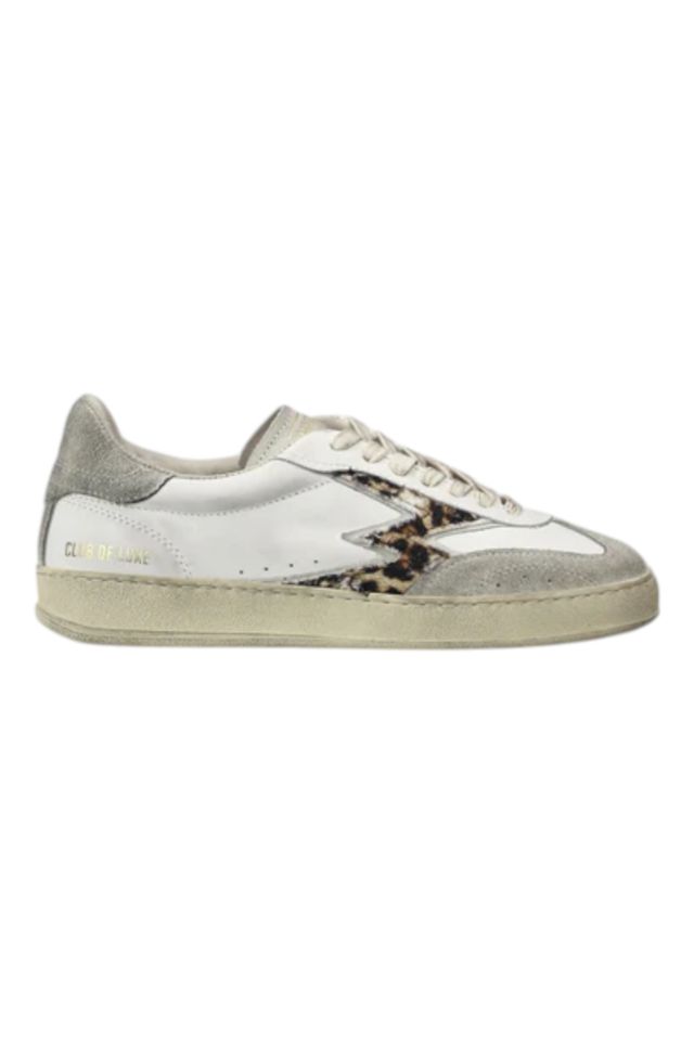 MoaConcept Sneaker TORN CANVAS LEOPARD PRINT M LOGO WHITE BRUSHED CLUB DELUXE