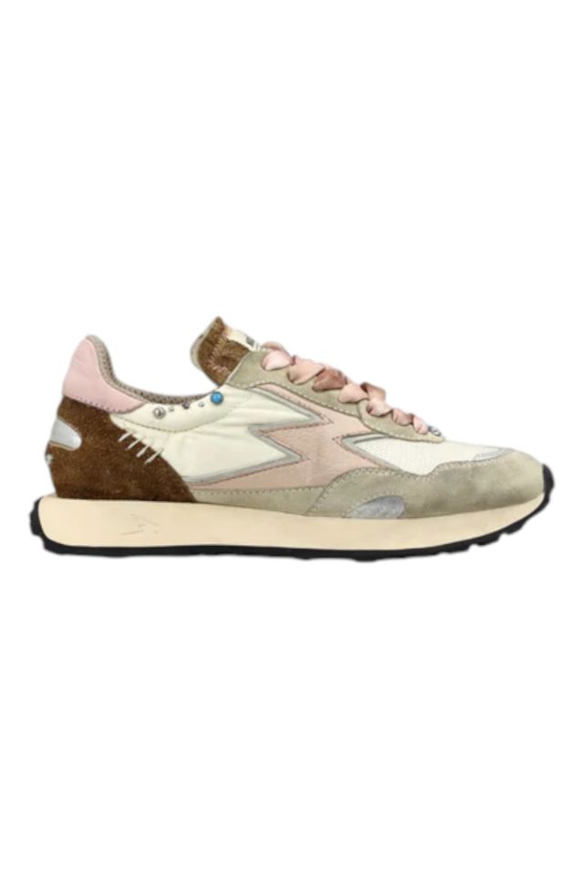 MoaConcept Light Pink Backtab Tobacco Scratched Suede Studs Vanilla
