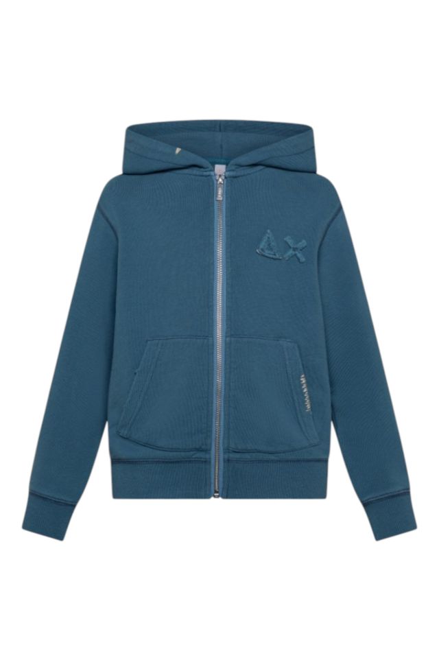 Sun 68 BOY'S HOODIE ZIP  VINTAGE BROKEN  FLEECE