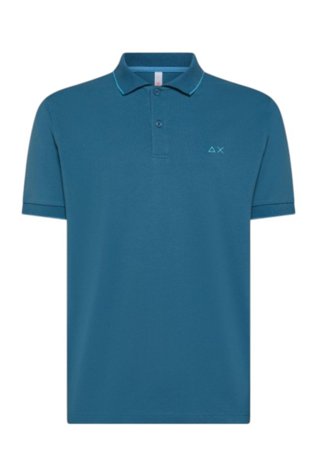 Sun 68 Polo Small Stripes On Collar S/S