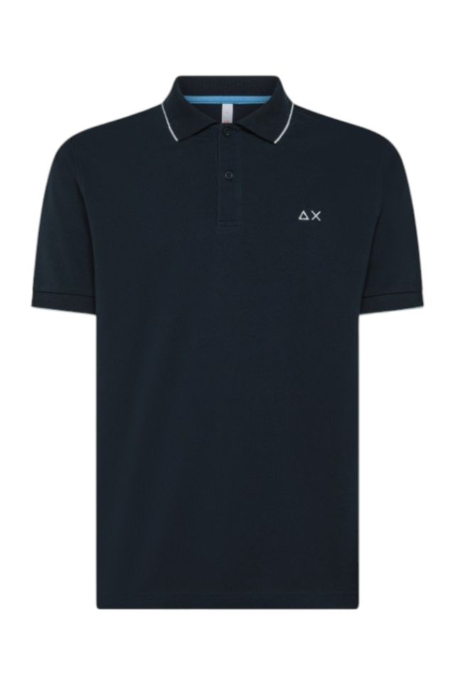 Sun 68 Polo Small Stripes On Collar S/S