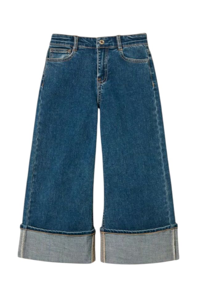Twinset Wide Leg Cropped In Denim