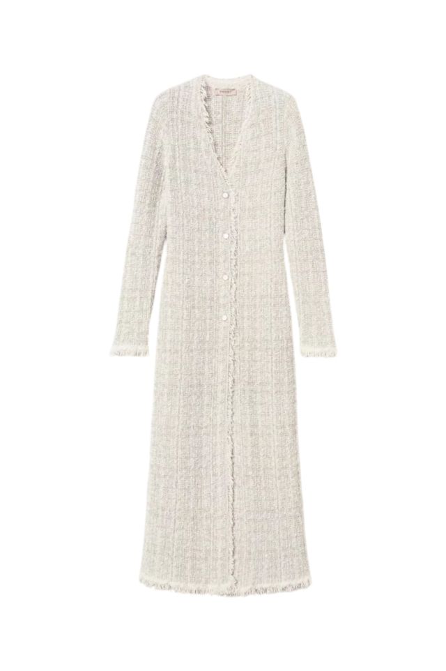 Twinset Maxi Cardigan In Maglia Jacquard Lurex Light
