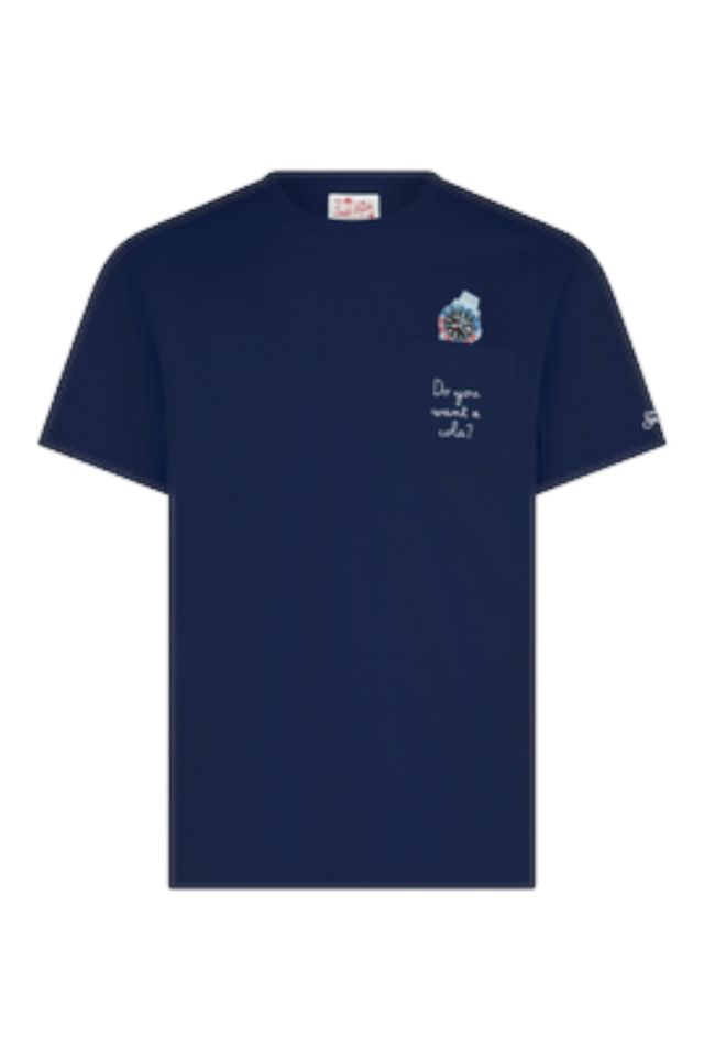 MC2 Saint Barth Austin-Cotton T-Shirt With Front Pocket And Print