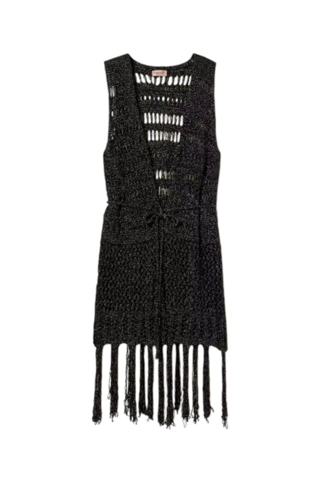 Twinset Gilet In Maglia Lurex Effetto Rete
