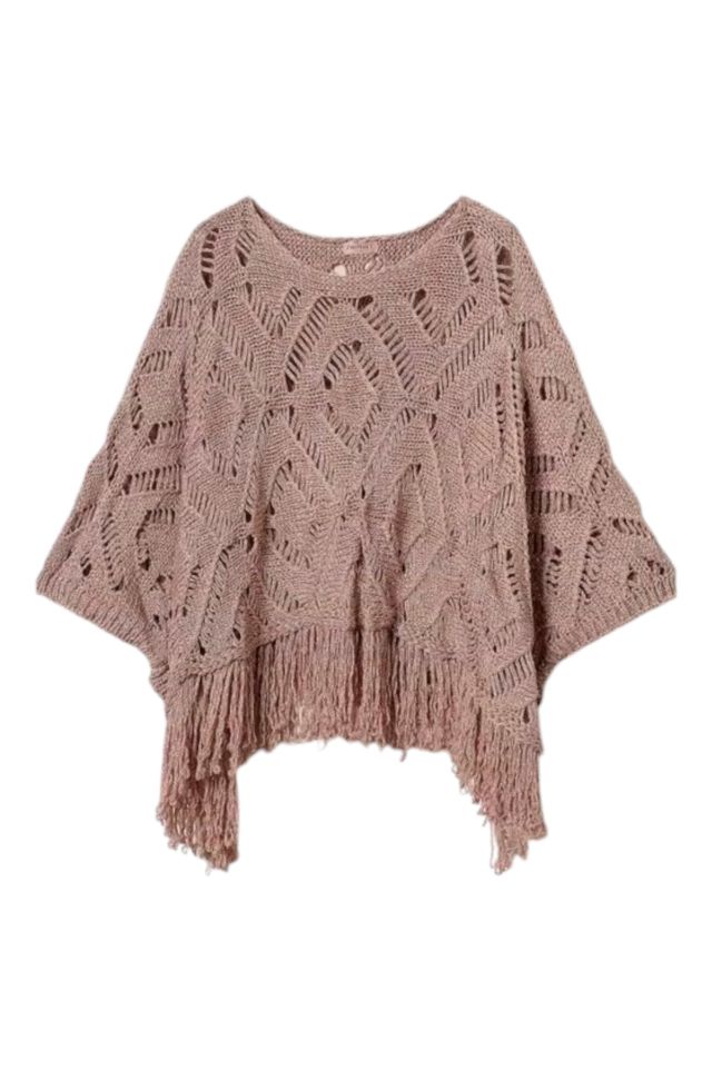 Twinset Poncho In Maglia Lurex Effetto Rete