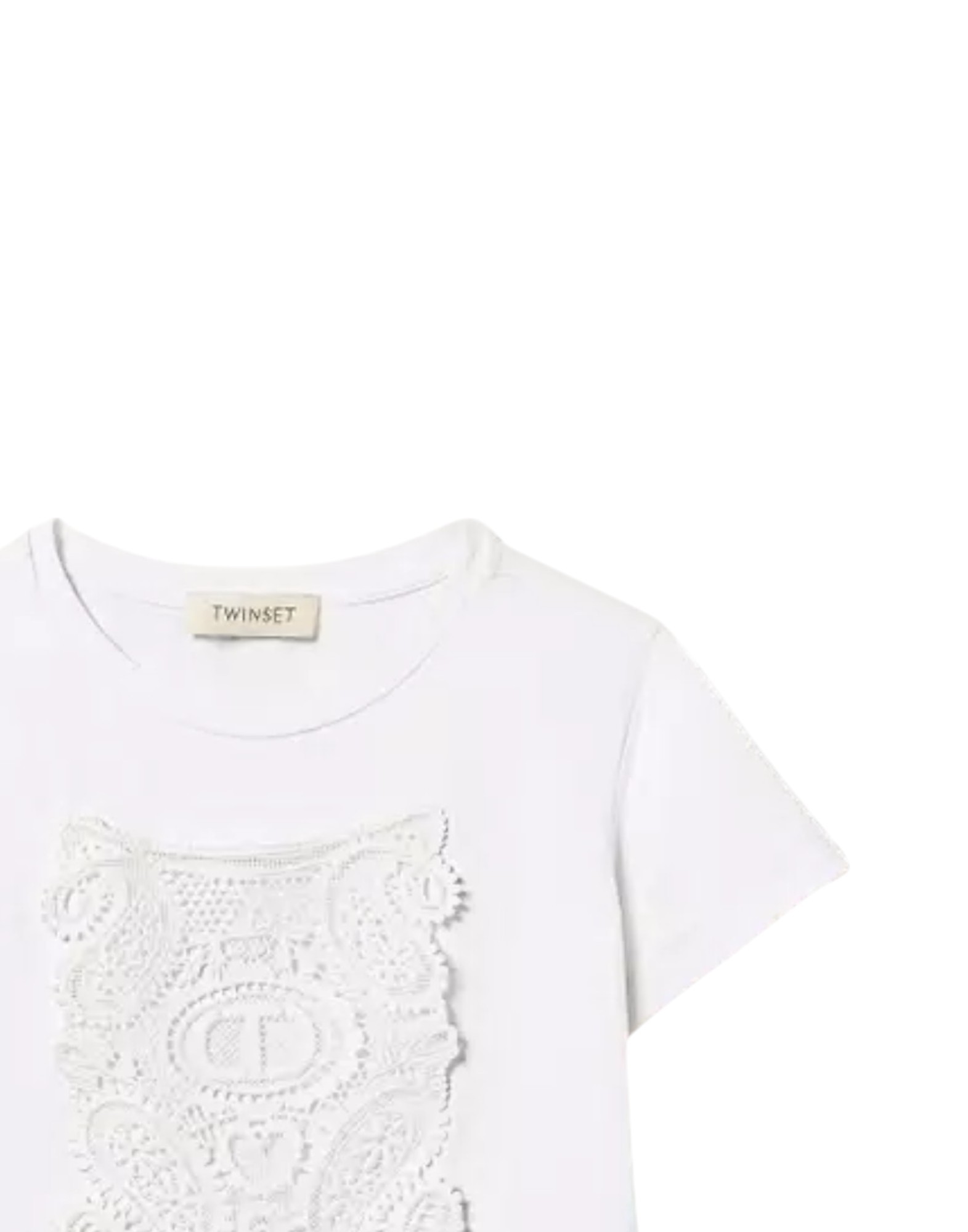 T-Shirt Cropped Con Patch Pizzo Oval T