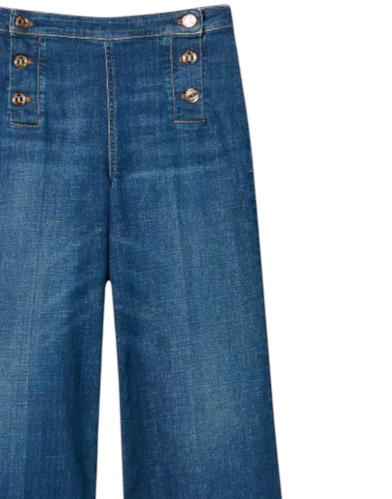 Wide Leg Fit Con Bottoni Oval T  In Denim